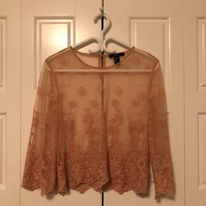 F21 Sheer Floral Embroidered Top 🌸